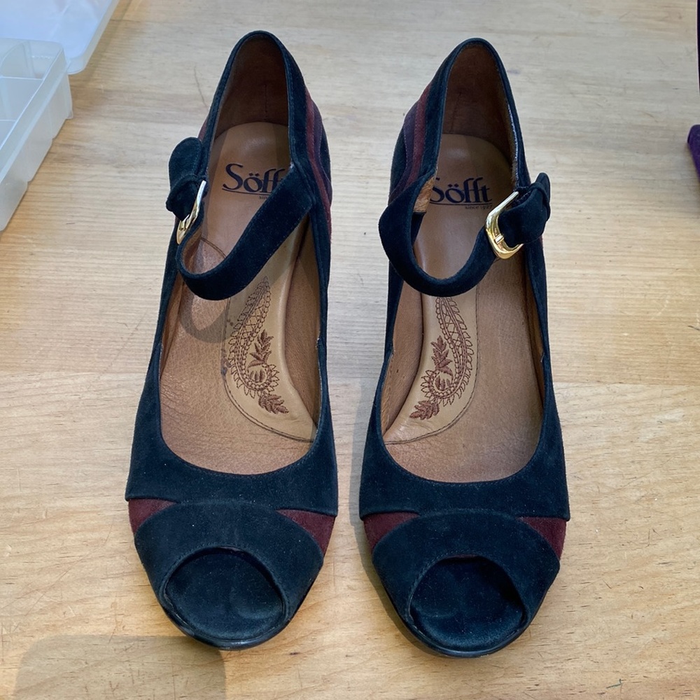 Sofft Suede Peep Toe Pump